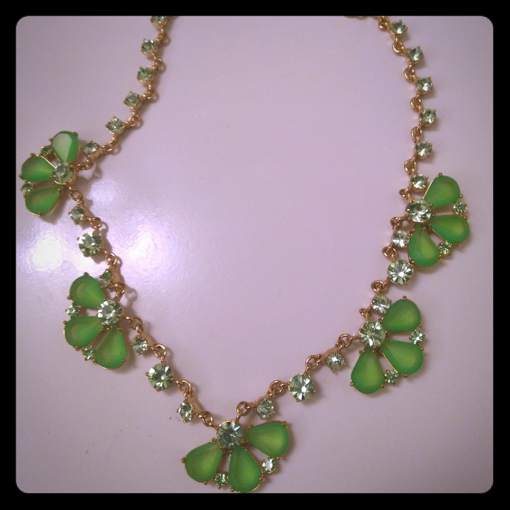 NWOT Bright Green & Gold JCrew Necklace